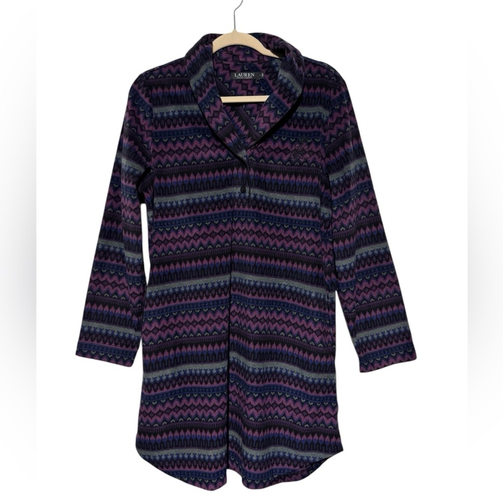 Ralph Lauren Purple Aztec Southwest Western Fleece Dress Women’s‎ Size Large